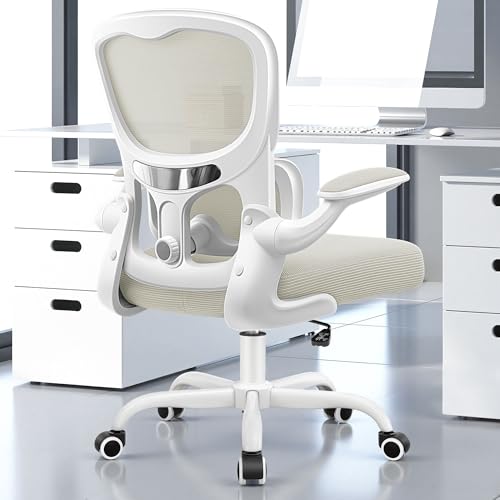 Image of ALLGOD Ergonomic Office Chair, Breathable Mesh Ergonomic Desk Chair with Adjustable Lumbar Support, Flip-up Armrests, Computer Chairs Comfortable for Home, Office, Work, 300lbs, White, Upgrade