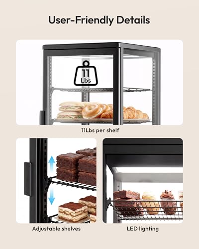 Image of Commercial Refrigerator Countertop , ETL Certified Refrigerated Display Case 2.8 Cu.Ft / 78L, LED Lighted Display Refrigerator with Double Glass, Auto Defrost, Air Cooling for Bakery, Cafe, Store