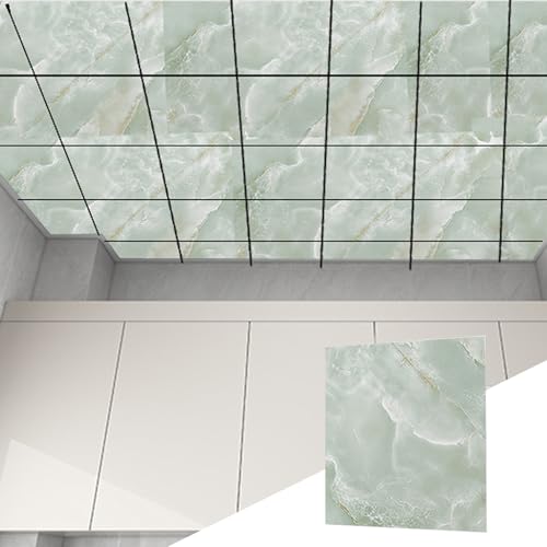 Cammeciso Placas Techo Desmontable,Paneles De Techo Autoadhesivo De PVC,Panel Decorativo Pared Y Techos,FáCil De Limpiar,Grosor 1.8 Mm,Removable Impermeable,para BañO,Cocina Y SóTano
