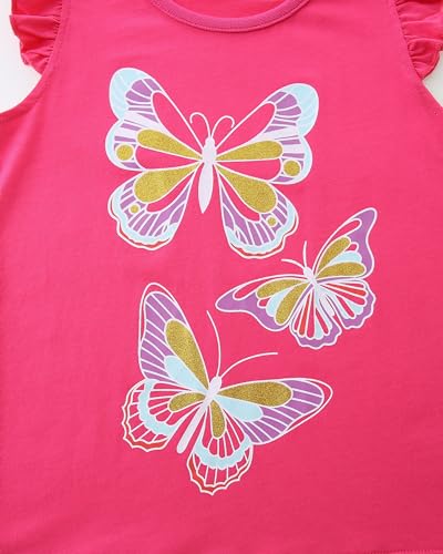 Image of HILEELANG Toddler Girl Summer Short Outfit Sets Cotton Short Sleeve Tops Tees Shorts Clothing Sets