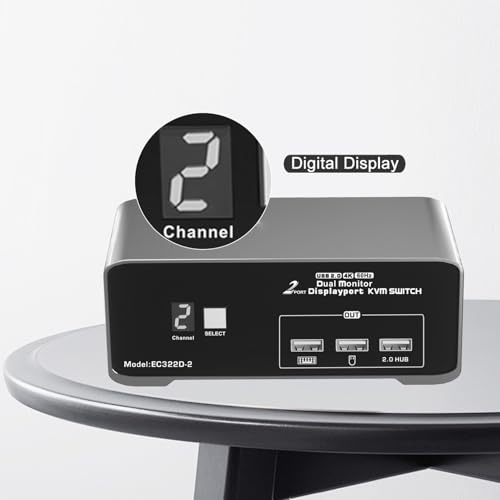 Commutateur KVM DP pour 2 ordinateurs et 2 moniteurs 4K 60Hz avec télécommande