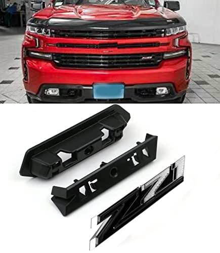 Image of 1 OEM Grille Z71 Front Emblem 3D Badge Compatible with 2019-2025 Silverado Tahoe Suburban RST 1500 HD 2500 HD 3500HD 84384428 (Chrome Black)