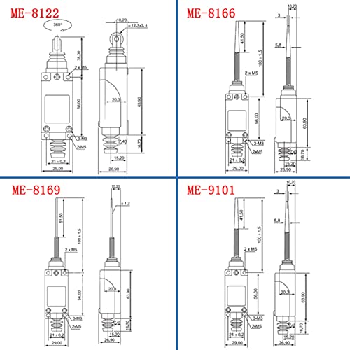 Interrupteur fin de course AC 250V ME-8104 rotatif pour commande de position - 4