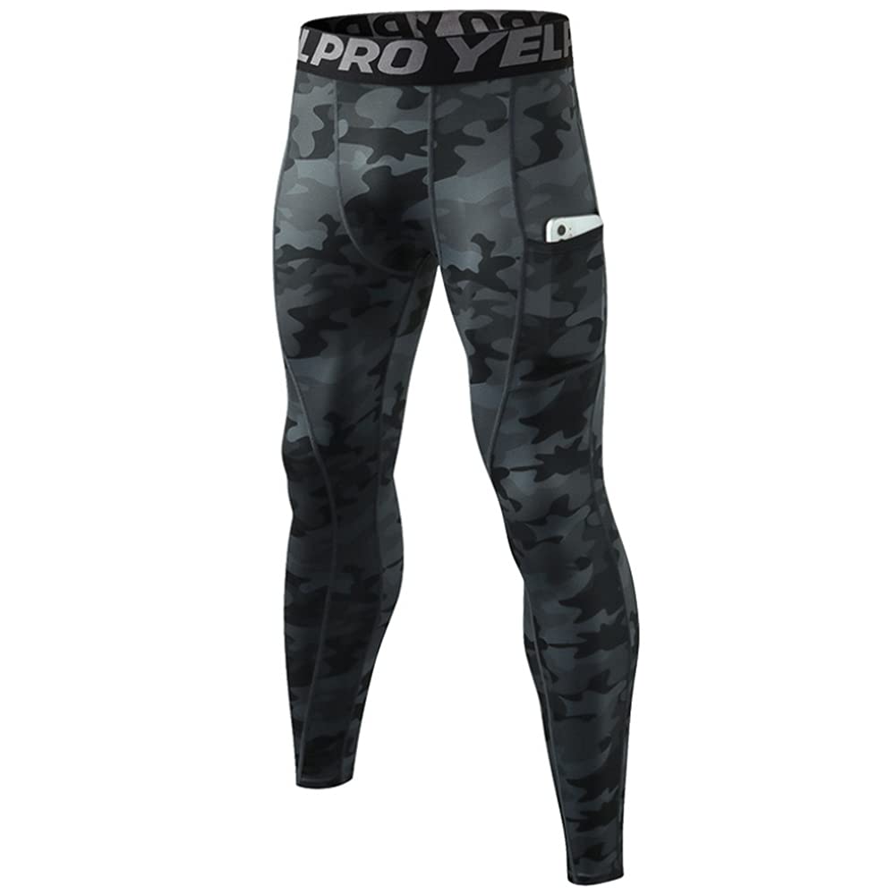 Queerier Mens Compression Pants Active Athletic Leggings with Pockets Running Baselayer Tights Cycling Workout Pants