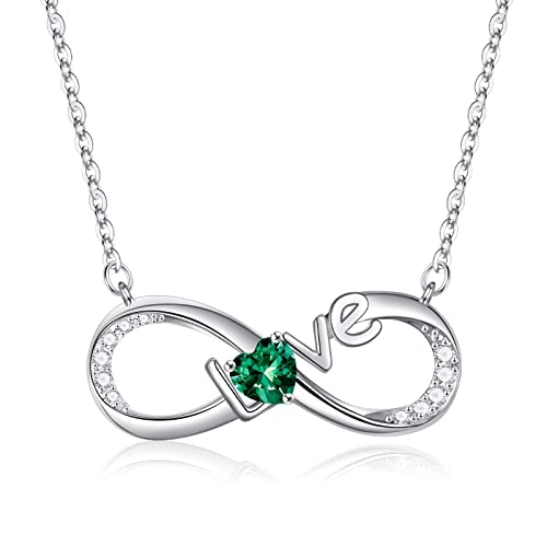 Mothers Day Necklace Gifts from Daughter, Unique Sterling Sliver May Birthstone Jewelry Mom Emerald Necklace Valentines Day Anniversary Aunt Mothers Day Gifts for Mom Grandma Daughters Sister Wife