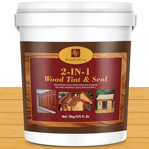 Light Oak Color Advanced 5 Gallon Wood Sealant & Finish | Enhances Wood Grain | Flexible Crack-Resistant Coat for Inside/Outside Terrace and Fence Planting Boxes Non-Toxic Environmentally Friendly