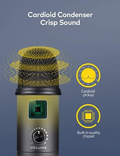 RaLeno Microphones Professional USB Microphone for Recording, Streaming, Podcasting, Broadcasting, Gaming, Voiceovers, Plug & Play with Tripod Stand, Compatible with PC Laptop and Mac