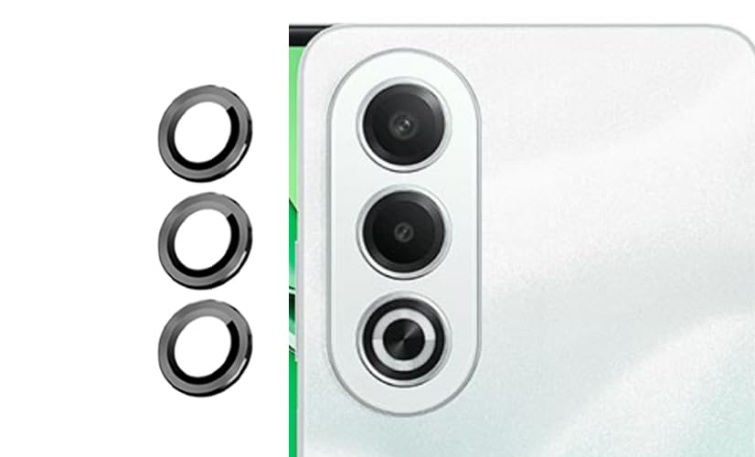 Image of imluckies Camera Ring Lens Protector (Aluminum with Tempered Glass) Compatible for Oppo K12X - Black (Pack of 2 rings)