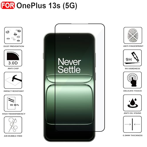 Image of CEDO Tempered Glass for OnePlus 13s (5G) / Vivo X200 Fe | Screen Protector Full HD Quality Tempered Glass Anti-Scratch Edge to Edge Coverage with Easy Installation Kit (Black)