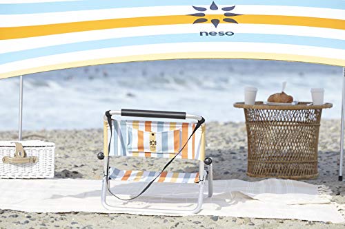 Image of Neso Beach Chairs - Lightweight, Portable and Foldable Recliner Beach Chairs for Park, Camping and Outdoor Adventures - with Slip Pockets and Shoulder Strap - 2 Pack - Vintage Stripes - Regular