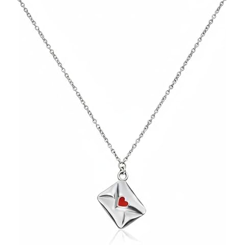 OAK & LUNA - Personalized Sealed with a Kiss Letter Necklace - Custom Initial Envelope Pendant - for Women, Her, Anniversary, Birthday, Mother's day, Valetine's day