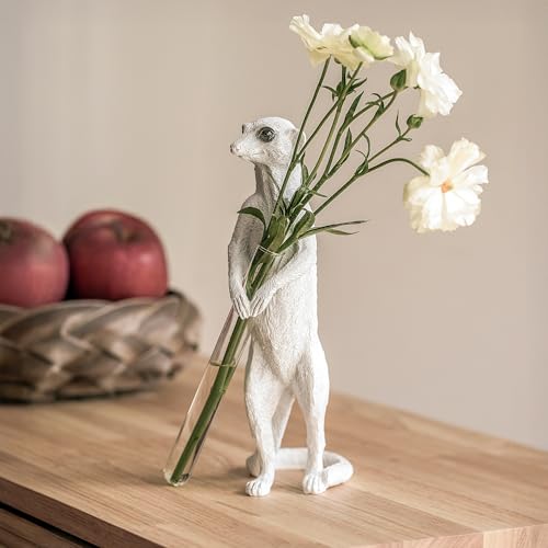 Whimsical Meerkat Flower Vase – Playful Animal Decor with Removable Glass Tube, Perfect for a Single Bloom, Thoughtful Gift for Nature Lovers, Handcrafted Accent for Home