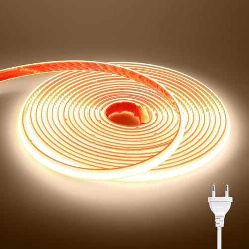 HEGEHE - Striscia LED COB 220V, 2M Bianco Naturale 4000K FCOB Striscia LED flessibile, design fai da te, camera da letto, soggiorno, sala giochi, cucina, festa e decorazione del negozio