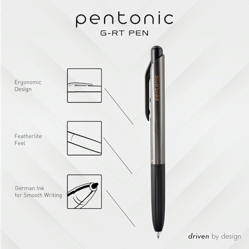 Pentonic G-RT Bolígrafos Gel Retráctiles, Pack de 5 Negro miniatura 2
