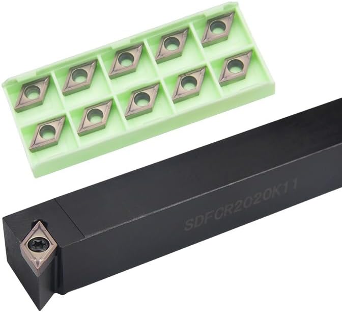 1pc SDFCR/L SDFCR1212H07 SDFCL1212H11 External Turning Tool Holder 10pcs Carbide Inserts DCMT SDFCR CNC Lathe Cutting Tools(SDFCR1616H11,DCMT070204 TC9130)