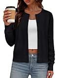 IWD Womens Cardigan Sweaters Crew Neck Long Sleeve Lightweight Button Down Sweater 2026 Spring Trendy Knit Tops (Black, Small)