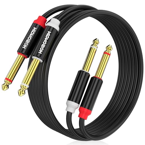 HOSONGIN - HOSONGIN Dual 1/4 inch TS to Dual 1/4 inch TS Stereo Interconnect Insert Cable, PVC Jacket Gold-Plated Plug Double Shielding Cable, 25 Feet
