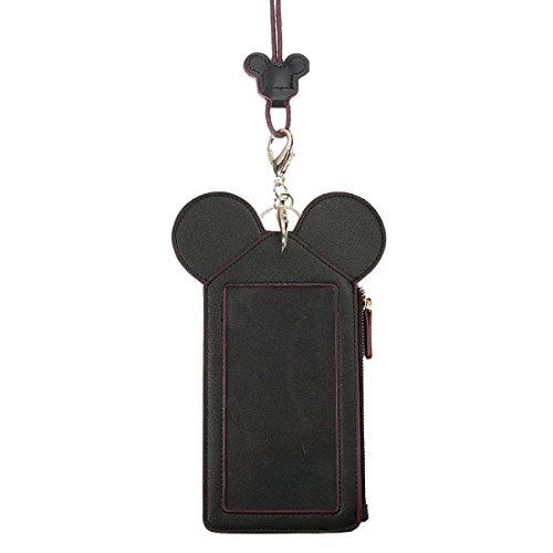 Kyerivs Mignon Paquet de Carte Étui pour Téléphone pour Enfants et Femmes (Noir, L)