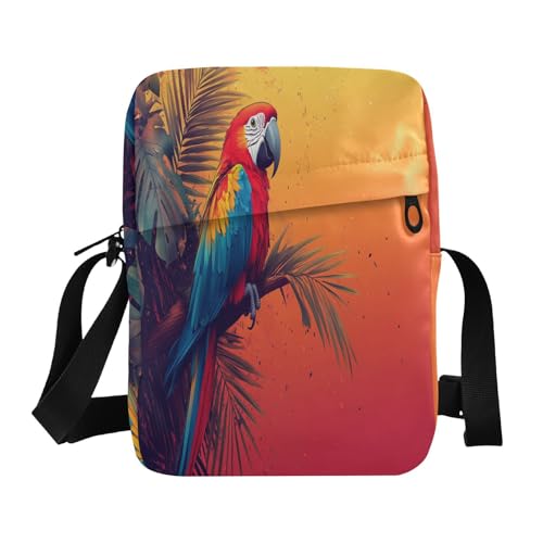 Stylized Tropical Macaw in F messenger bag crossbody cross body bag Womens Casual Purses Adjustable Strap for Travel business
