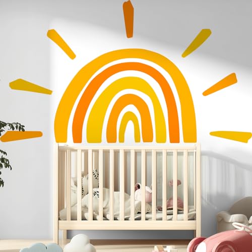 Vinilo decorativo removible arcoíris sol Boho para habitación infantil miniatura 6