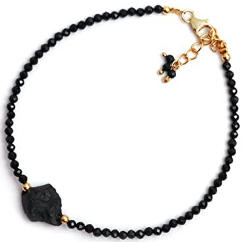 Spinelle noire bracelet réglable homme femme en pierres de 2 à 8 mm