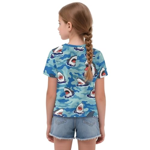 Short Sleeve Front Tie Tops for Girls Summer Crew Neck Shirts with Lace-Up2