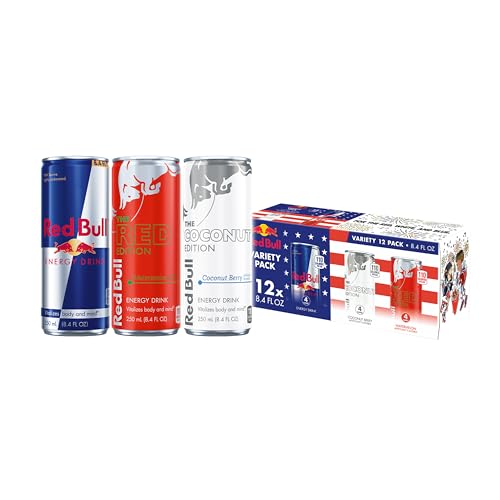 Image of Red Bull Energy Drink Celebration Variety Pack, with 80mg Caffeine, Taurine & B Vitamins, 8.4 fl. oz., Pack of 12 Cans