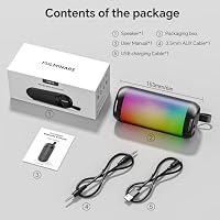 FULMINARE Bluetooth Speaker Wireless TWS Pairing 26W HD Loud Stereo Portable Bluetooth Speakers 6.0 with 16H Playtime, RGB LED Light, IPX5 Waterproof for Home Outdoor Party Gift Black — image 8