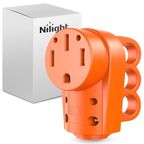 Image of Nilight 50 Amp RV Replacement Plug Receptacle ETL Listed NEMA 14-50R | 125 /250 Volt Heavy Duty Female Socket with Handle for Camper Caravan Motorhome Van Trailer