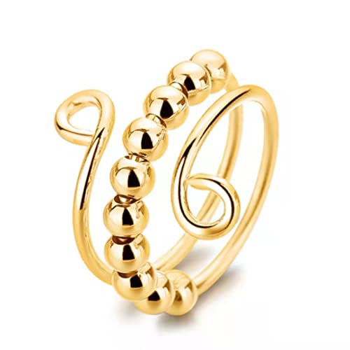 YUEARN to My Daughter Card Ring,Anxiety Ring for Women Girls Adjustable Open Fidget Beads Spinner Girls Rings Christmas Anxiety Jewelry Gifts(1pc)