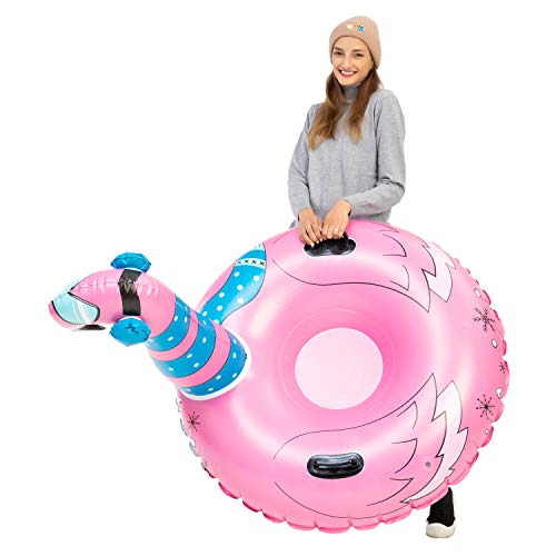image for JOYIN 47” Inflatable Flamingo Snow Tube, Heavy-Duty Snow Tube for Sl