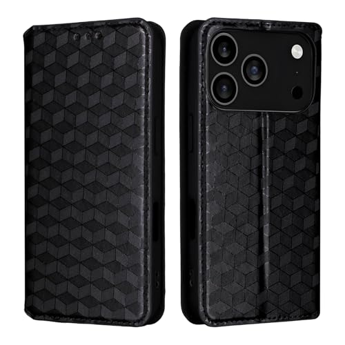 Protection iPhone 17 Air portefeuille cuir noir rabat carbone