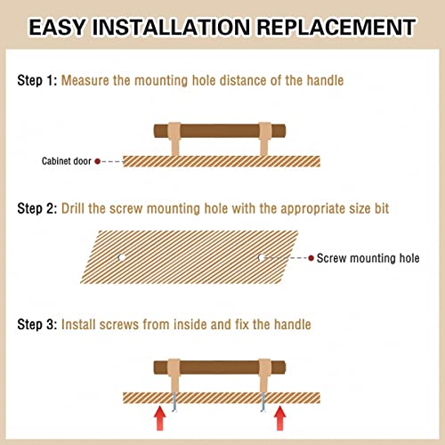 Jililil 6 Pack Wooden Drawer Pulls, Beech Wood Drawer Handles 3 Inch Hole Center Wood Hardware For Cabinets Dressers With Screw, Perfect Replacement Old Handles,Rose Gold #TOP4