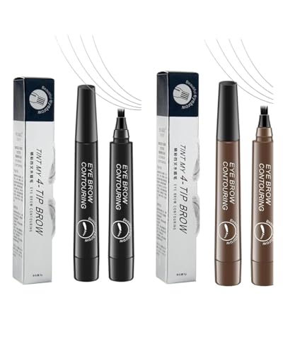 4 Point Eyebrow Pencil Black,Waterproof Microblading Eyebrow Pencil with a Micro-Fork Tip Applicator Creates || Black & Brown Fine Sketch Liquid Eye Brow Tattoo Tint Pen