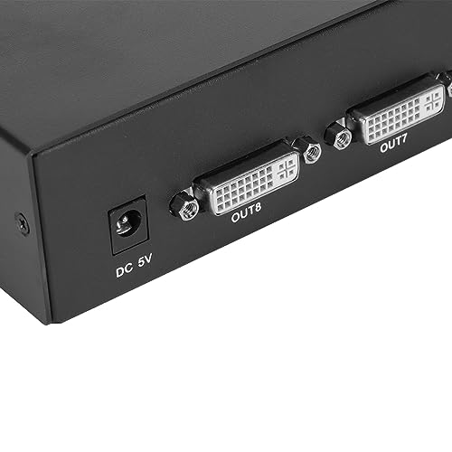 Topyond DVI Switch Splitter 1 in 8 Out VGA Splitter Box Video Distribution Duplicator HD Resolution 8 Ports Video Splitter for PC Laptop HDTV Projector 100‑240V