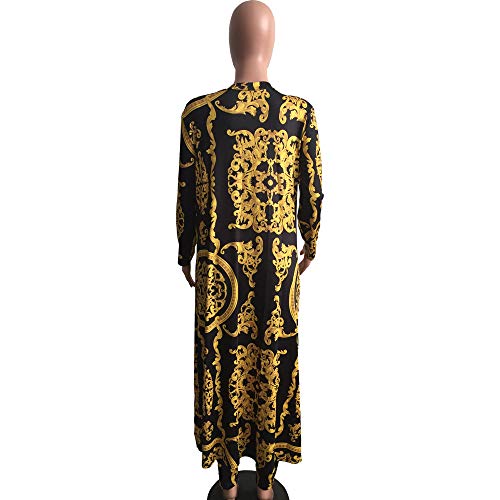 Image of Womens Fashion Printed Long Cardigans 2 Piece Outfits,Long Sleeve Coat and Trousers Set