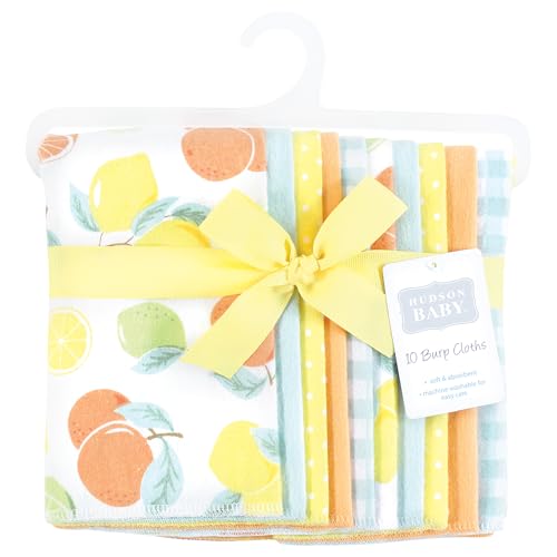 Image of Hudson Baby Unisex Baby Flannel Burp Cloth 10pk, Citrus Mint, One Size
