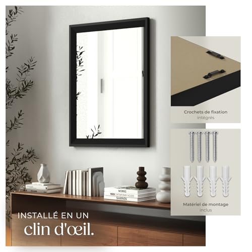 Miroir mural rectangulaire avec cadre en plastique design minimaliste - vue 4