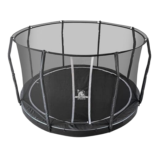 ANYTHING SPORTS Premium Round In-Ground Trampoline, 12FT and 14FT Diameters (12 FT with Enclosure)