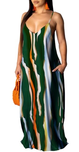 Image of Summer Maxi Dress for Women 2026 Plus Size Sundresses Casual Sexy Floral Sleeveless Beach Long Dress with Pockets