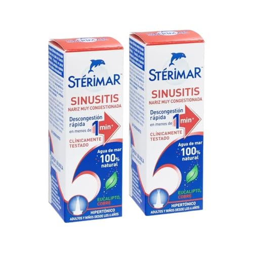 Duplo Solución hipertónica de agua de mar 100% de origen natural enriquecido con aceite esencial de Eucalyptus Globulus y cobre. STÉRIMAR SINUSITIS, 20 ml Reig Jofre