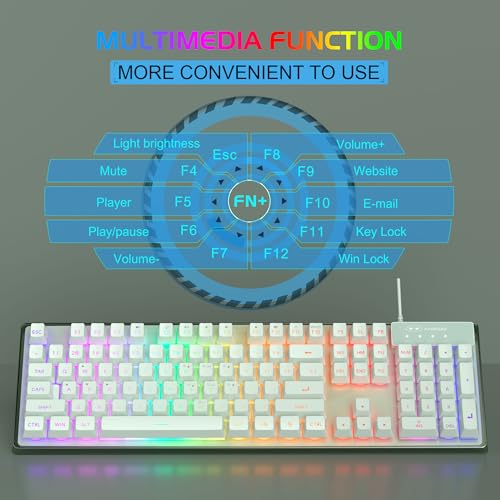 Image of Gaming Keyboard and Mouse Combo, K1 RGB LED Backlit Keyboard with 104 Key Computer PC Gaming Keyboard for PC /Laptop (Green)
