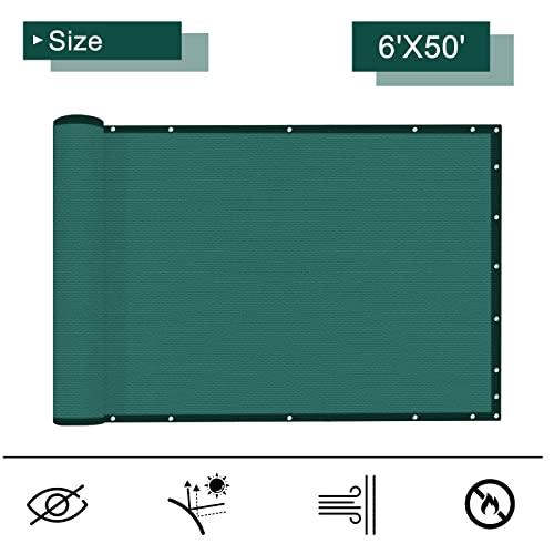 Sunny Guard 6'X50' Fence Privacy Screen,Dark Green Fence Covering Privacy, Heavy Duty Mesh Fencing For Chain Link,Patio,Wall,Garden,Yard #TOP4