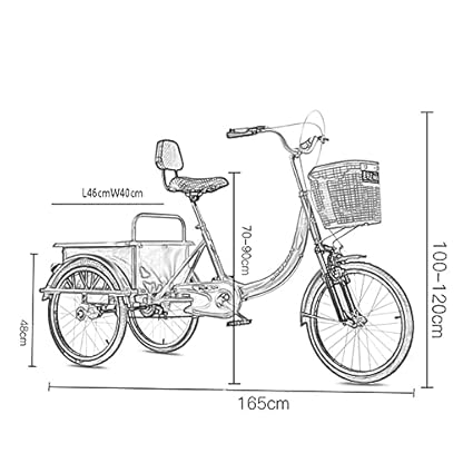 20-Zoll-Dreirad für Erwachsene, traditionelles Design für Senioren, mit Rücksitz und Rückenlehne, dreirädriges Cruiser-Fahrrad für Senioren, Damen und Herren, Radfahren, Treten (Orange) – Bild 4