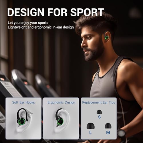 Image of EDYELL Wireless Open Ear Buds, 72 H Playtime Waterproof Earphones Wireless, Hi-Fi Sound Bluetooth Earbuds, Touch Control Sport Headphones with Type-C Fast Charging (FM-OWS-C5-002)
