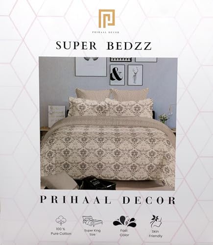 Image of Super Bedzz by Prihaal Decor Cotton Double Size Bedsheet with 2 Pillow Cover Size:108x108 (Peach) bedsheet for Double Bed, Cotton Double bedsheet, Suitable for Bedroom, Gift Set