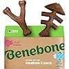 Benebone 2-pack Fishbone/Wishbone Durable Dog Chew Toys, Real Fish, Real Bacon, Made in USA, Medium