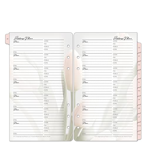 Franklincovey - Blooms Address/Phone Tabs - Expansion For Planners (Pocket, Pink/Green) #TOP17