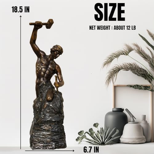 Close-up view of the handcrafted bronze Self Made Man sculpture.