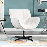 sillon relax balancin giratorio piel Base de metal grande: esta silla decorativa cuenta con una base de hierro duradera en forma de X, asegurando un giro suave y apoyo para varias posiciones de sentado, junto con almohadillas de plástico para proteger el suelo